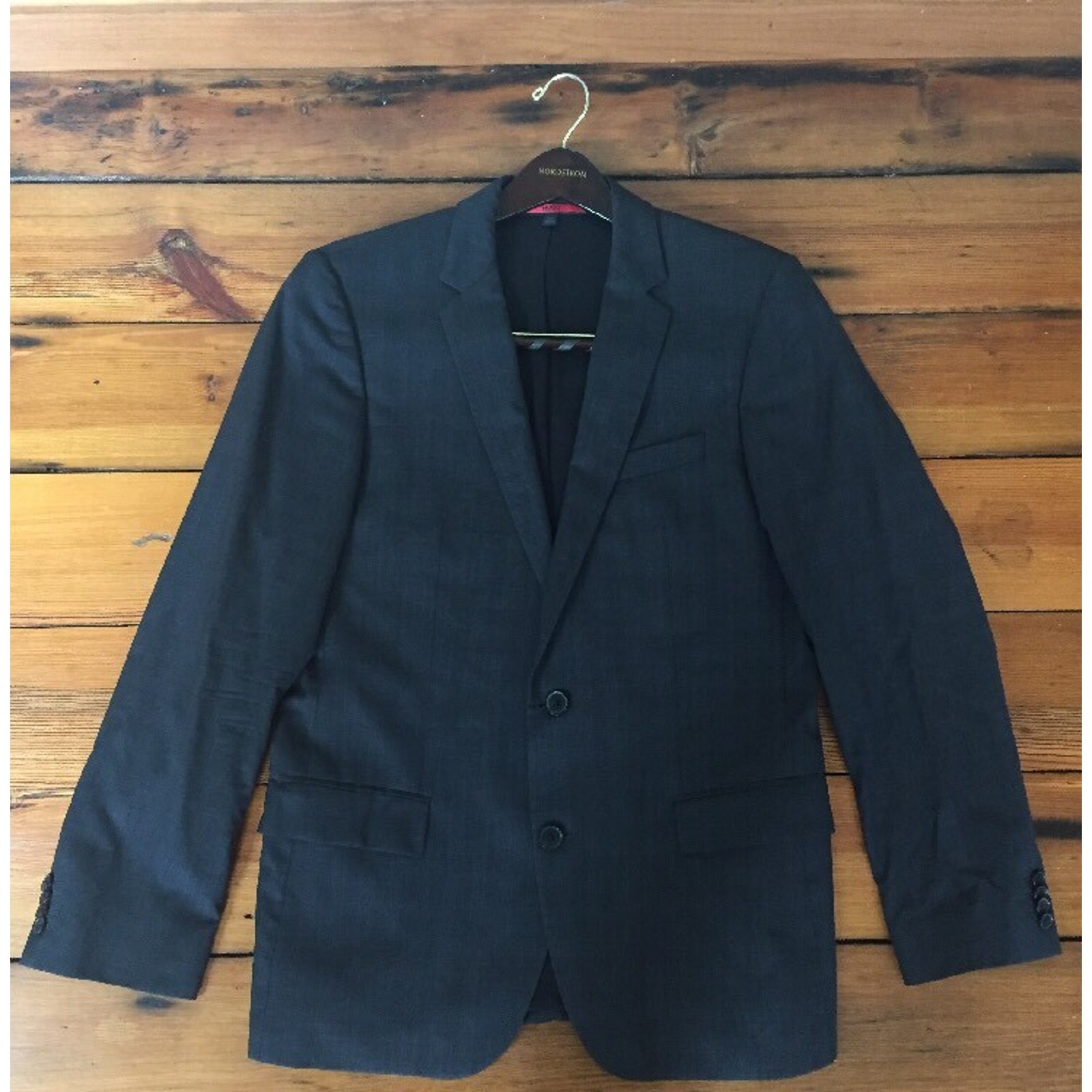 Hugo Boss Super 120 Black Plaid 100% Wool Dress Suit Jacket Blazer Coat Mens 40r